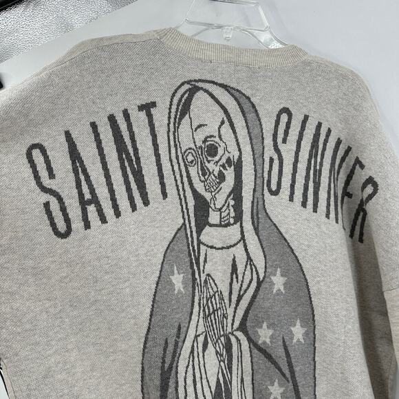 NWT Spirit Jersey Tan Saint Sinner Graphic Pullover Sweatshirt Size Medium - Picture 4 of 10